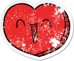 distressed sticker of a cartoon love heart png