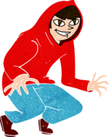 cartoon mischievous boy in hooded top png