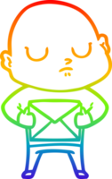 rainbow gradient line drawing of a cartoon bald man png