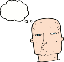 cartoon bald tough guy with thought bubble png