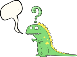 hand drawn speech bubble cartoon confused dinosaur png