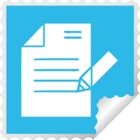 square peeling sticker cartoon of a of writing a document png