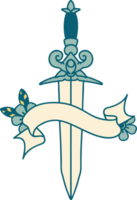 traditional tattoo with banner of a dagger png