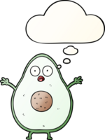 cartoon avocado with thought bubble in smooth gradient style png