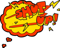 hand drawn thought bubble cartoon shut up symbol png