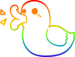 rainbow gradient line drawing of a cartoon rubber duck png