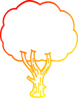 calentar degradado línea dibujo de un dibujos animados floreciente árbol png