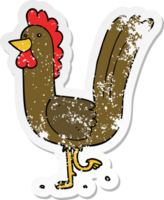 distressed sticker of a cartoon rooster png