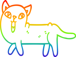 rainbow gradient line drawing of a cartoon funny cat png