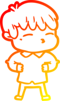 warm gradient line drawing of a cartoon curious boy png