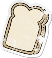 distressed sticker of a quirky hand drawn cartoon slice of bread png