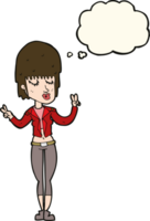 cartoon cool girl with thought bubble png