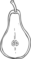 hand drawn black and white cartoon half pear png