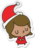 hand drawn christmas sticker cartoon of kawaii girl png