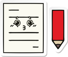 sticker of a cute cartoon test paper png