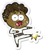 distressed sticker of a cartoon man gasping in surprise png