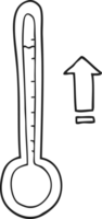 hand- getrokken zwart en wit tekenfilm stijgende lijn temperatuur png