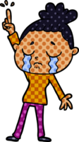 cartoon crying woman raising hand png