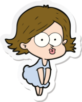 sticker of a cartoon girl pouting png