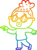 arco Iris gradiente linha desenhando do uma desenho animado mulher vestindo óculos png