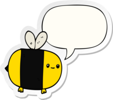 mignonne dessin animé abeille avec discours bulle autocollant png