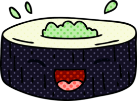 comic book style quirky cartoon happy sushi png