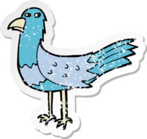 Retro beunruhigter Aufkleber eines Cartoonvogels png