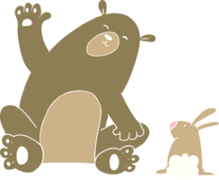 flat color style cartoon bear and rabbit friends png