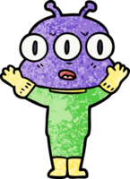 extraterrestre de tres ojos de dibujos animados png