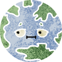 retro illustration style cartoon of a planet earth png