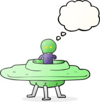 hand drawn thought bubble cartoon flying saucer png