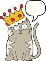 main tiré discours bulle dessin animé chat avec couronne png