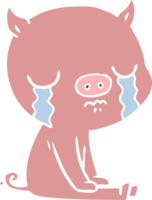 flat color style cartoon pig crying png