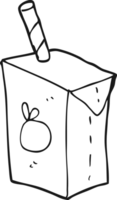 hand drawn black and white cartoon juice box png