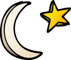 cartoon doodle moon and star shape png