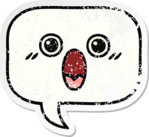 distressed sticker of a cute cartoon speech bubble png