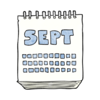 hand- getextureerde tekenfilm kalender tonen maand van september png