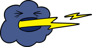 cartoon thundercloud spitting lightning png