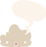 cute cartoon cloud with speech bubble in retro style png