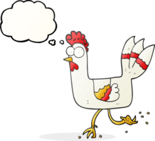 hand drawn thought bubble cartoon chicken running png