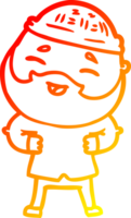 warm gradient line drawing of a cartoon happy bearded man png