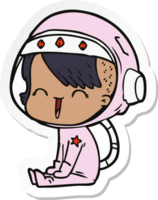 sticker of a happy cartoon space girl png