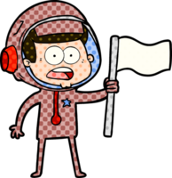 cartoon surprised astronaut waving flag png