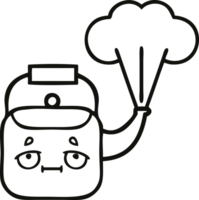 line drawing cartoon of a steaming kettle png