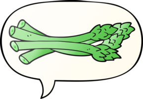 cartoon asparagus with speech bubble in smooth gradient style png