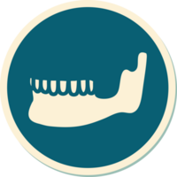 sticker of tattoo in traditional style of a skeleton jaw png