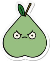 pegatina de una linda pera verde de dibujos animados png