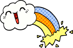 cartoon doodle happy cloud and rainbow png