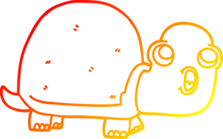 warm gradient line drawing of a cartoon shocked turtle png