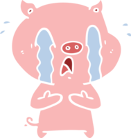 weinendes schwein im flachen farbstil cartoon png